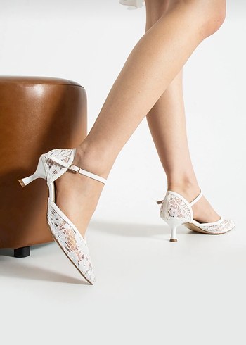 Kadın dantel detaylı klasik 6 cm topuklu ayakkabı abiye - Görsel 17