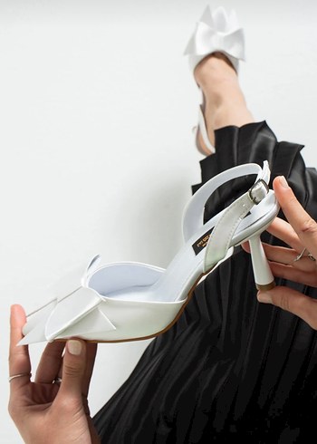 Kadın saten 7cm topuklu abiye ayakkabı - Görsel 7