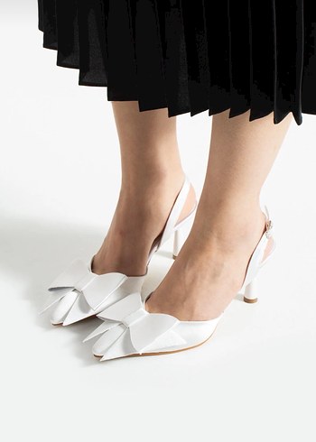 Kadın saten 7cm topuklu abiye ayakkabı - Görsel 10