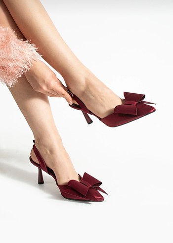 Kadın saten 7cm topuklu abiye ayakkabı - Görsel 13