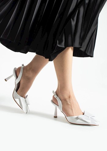 Kadın saten 7cm topuklu abiye ayakkabı - Görsel 9