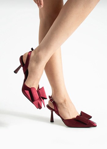 Kadın saten 7cm topuklu abiye ayakkabı - Görsel 14