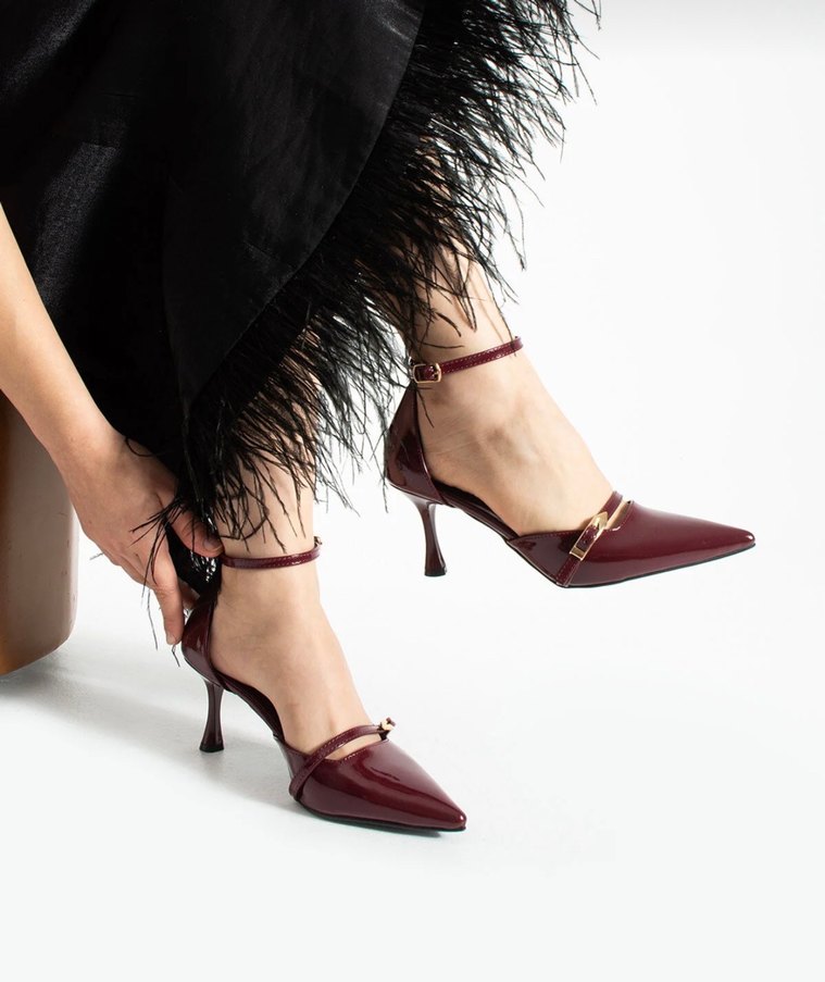 Kadın rugan 7 cm ine topuklu klasik ayakkabı - Görsel 5