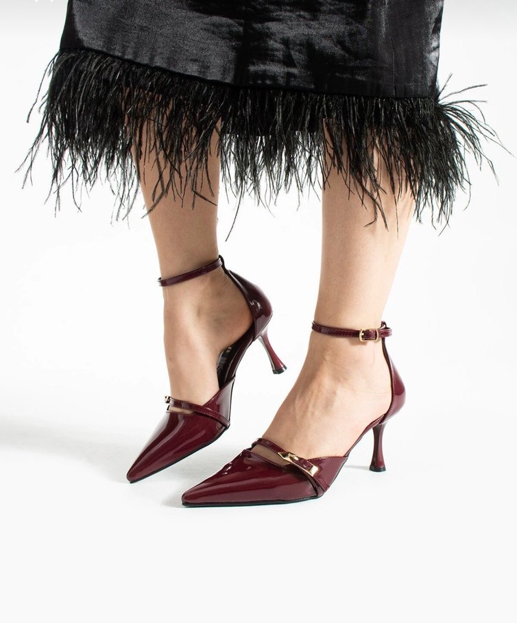 Kadın rugan 7 cm ine topuklu klasik ayakkabı - Görsel 4