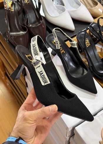 Dior Siyah İnce Topuklu Slingback Ayakkabi