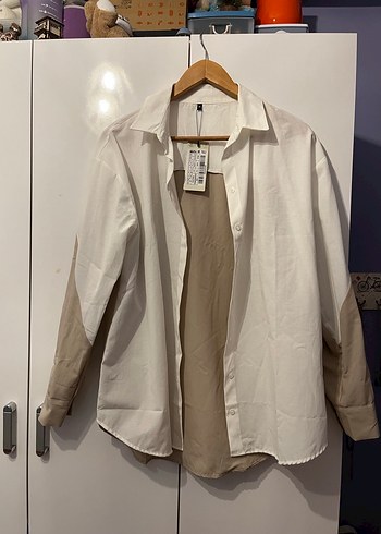 Trendyolmilla Kadın Krem Beyaz Uzun Kollu Oversize Gömlek - Görsel 3