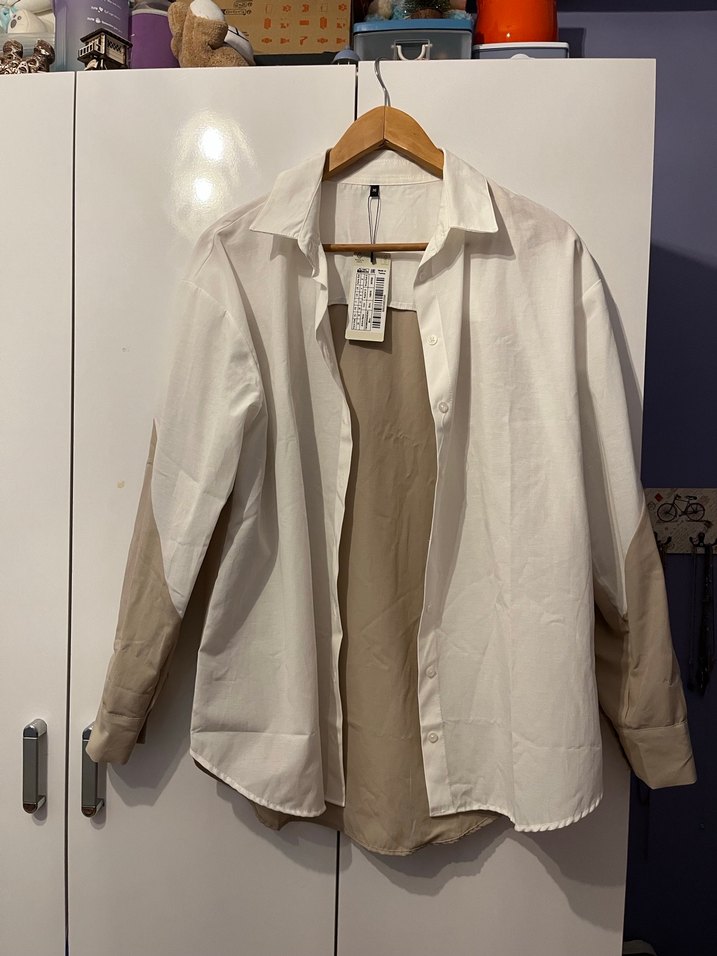 Trendyolmilla Kadın Krem Beyaz Uzun Kollu Oversize Gömlek - Görsel 3