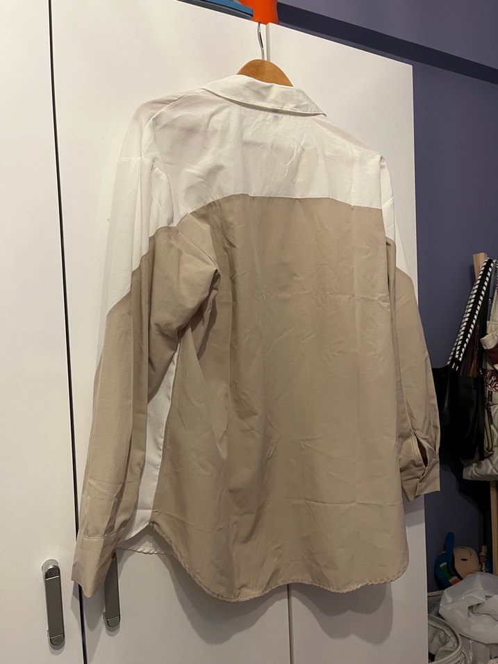 Trendyolmilla Kadın Krem Beyaz Uzun Kollu Oversize Gömlek - Görsel 5