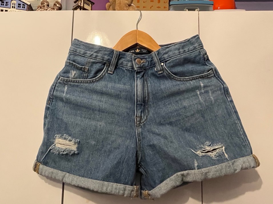 COLINS Kadın Denim Mom Fit Şort - Görsel 4