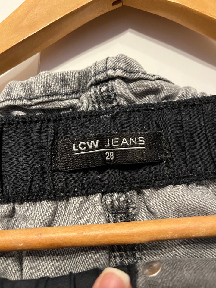 Gri Paperbag Mom Jean Şort - Görsel 3