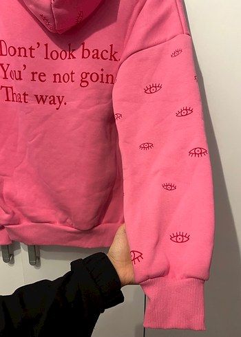 Pembe Desenli Polar Kadın OversizeSweatshirt - Görsel 5