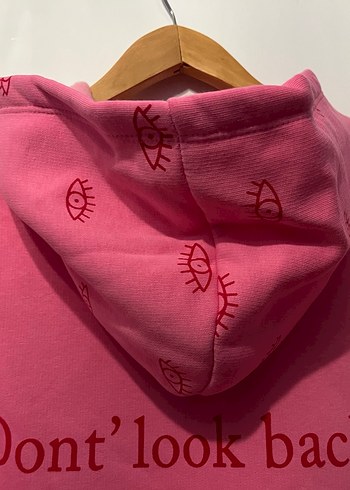 Pembe Desenli Polar Kadın OversizeSweatshirt - Görsel 4