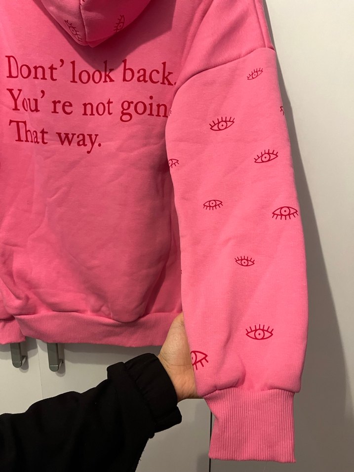 Pembe Desenli Polar Kadın OversizeSweatshirt - Görsel 5