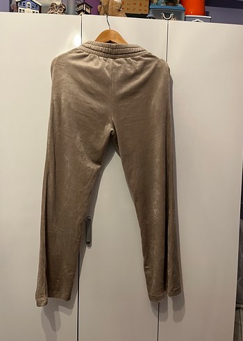 H&M Kadın Açık Kahverengi Kadife Salaş Sweatpant - Görsel 5