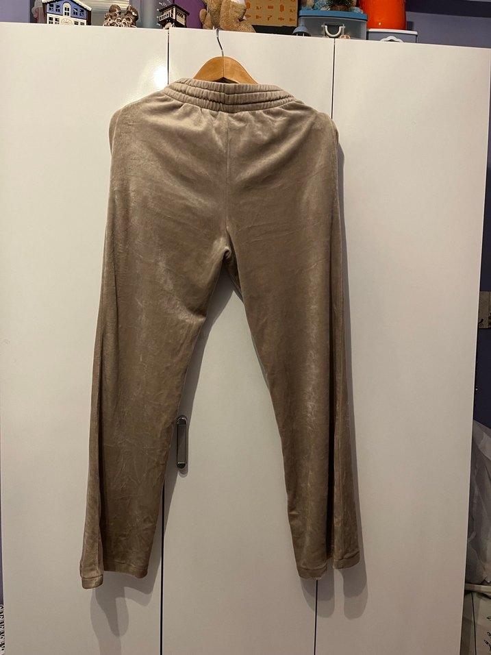 H&M Kadın Açık Kahverengi Kadife Salaş Sweatpant - Görsel 5