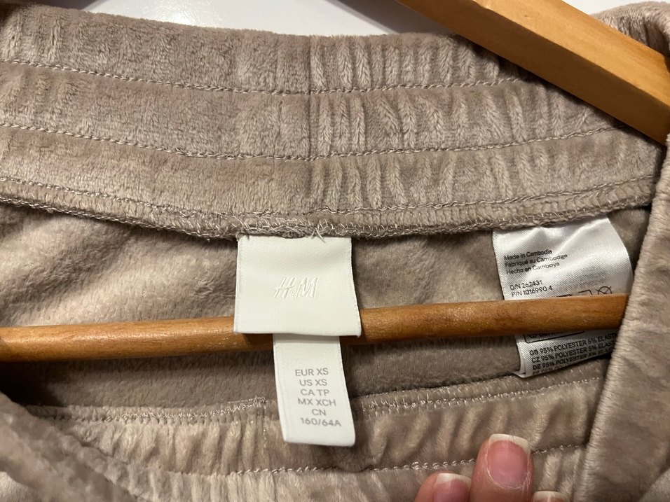 H&M Kadın Açık Kahverengi Kadife Salaş Sweatpant - Görsel 4