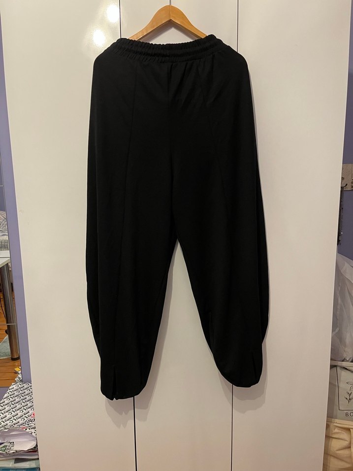 Trendyolmilla Siyah Kadın Şalvar Kesim Kumaş Pantolon - Görsel 3