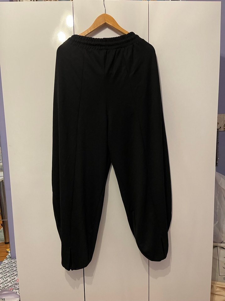 Trendyolmilla Siyah Kadın Şalvar Kesim Kumaş Pantolon - Görsel 4