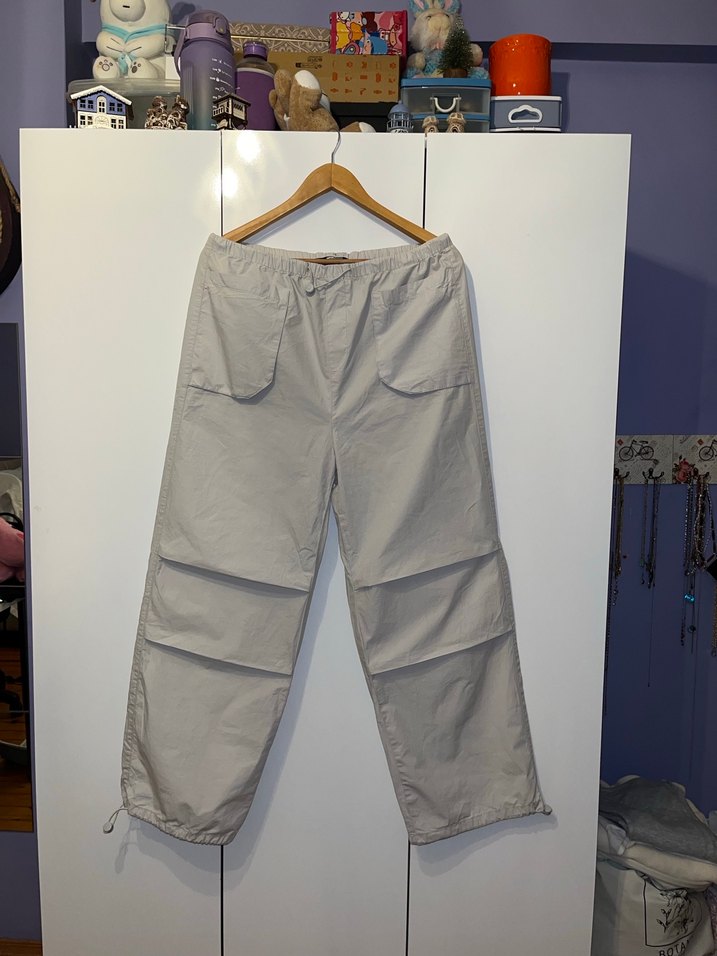 Koton Açık Gri Loose Fit Kadın Paraşüt Pantolon - Görsel 2