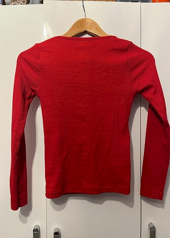 Kırmızı Fitilli Uzun Kollu Kadın Bluz - Görsel 3