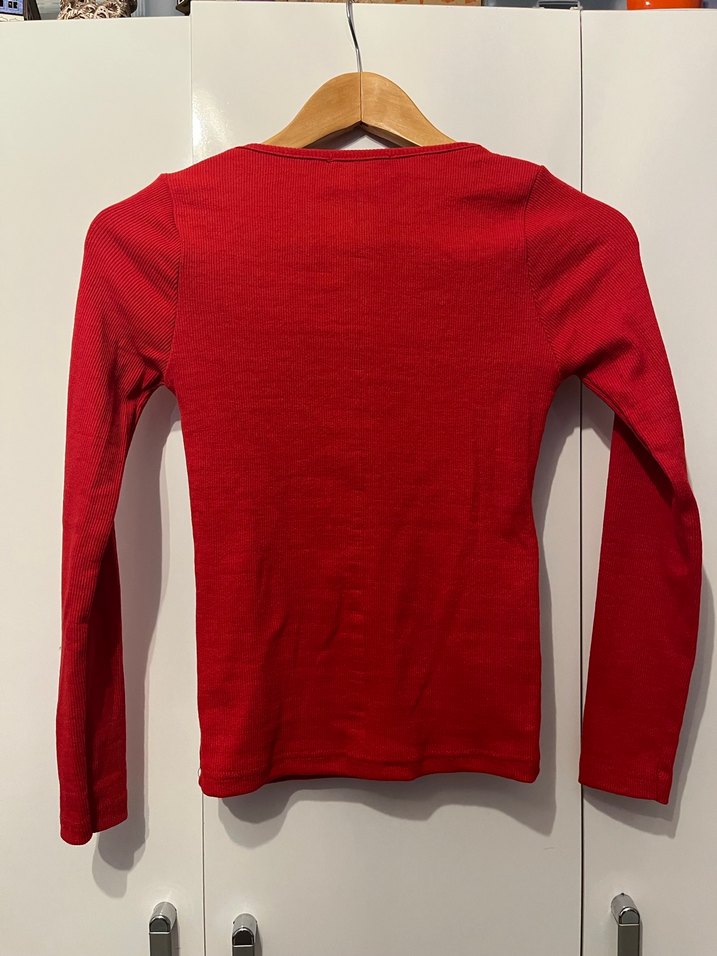 Kırmızı Fitilli Uzun Kollu Kadın Bluz - Görsel 3