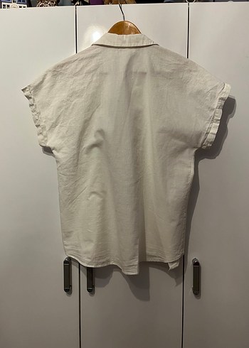 Nakışlı Kısa Kollu Bohem Keten Gömlek - Görsel 3