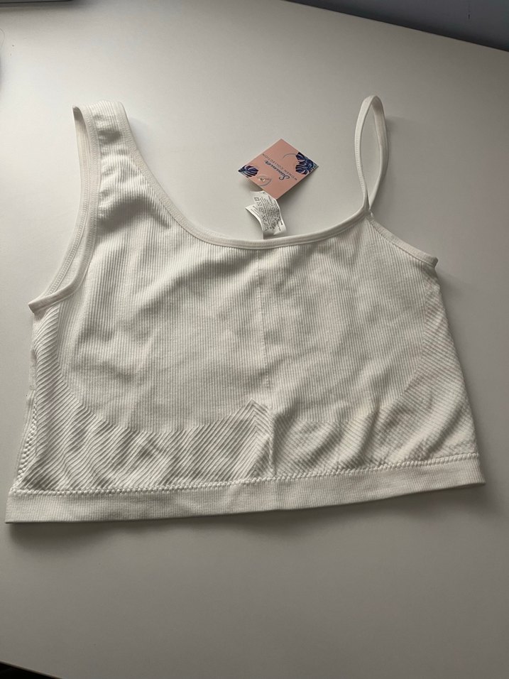 Beyaz Sporcu Crop Bralet Kadın - Görsel 2