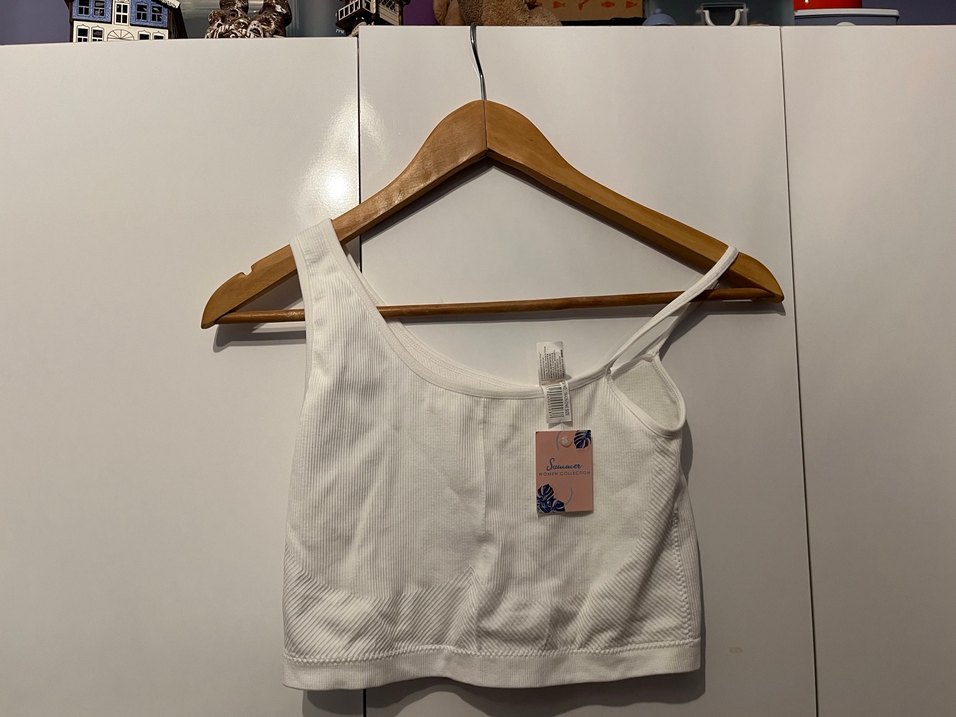 Beyaz Sporcu Crop Bralet Kadın - Görsel 3