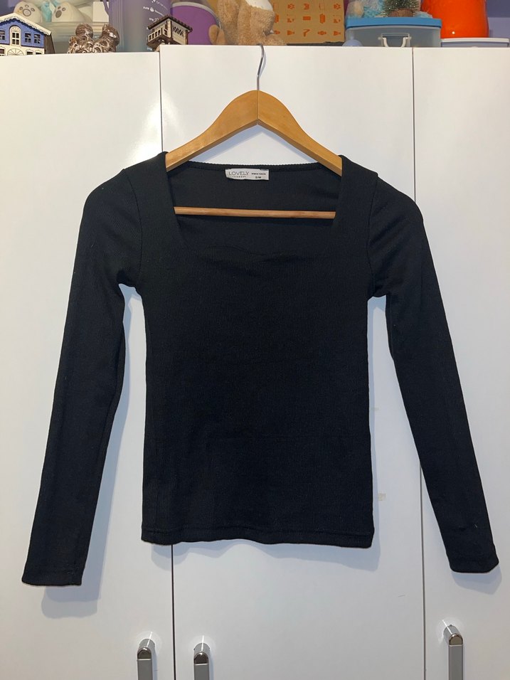 Siyah/Kırmızı İkili Kadın Fitilli Uzun Kollu Bluz - Görsel 5