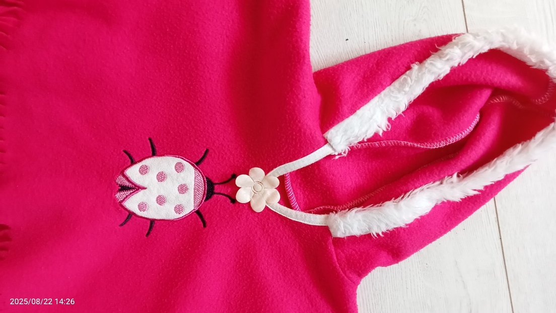 Pembe Püsküllü Nakışlı Kız Panço - Görsel 2