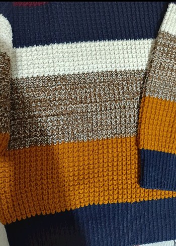 Çok Renkli Örgü Erkek Kazak - Görsel 3