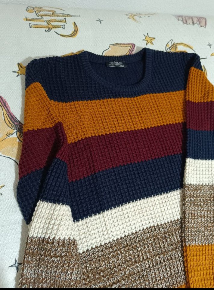 Çok Renkli Örgü Erkek Kazak - Görsel 2