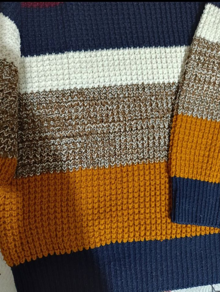 Çok Renkli Örgü Erkek Kazak - Görsel 3