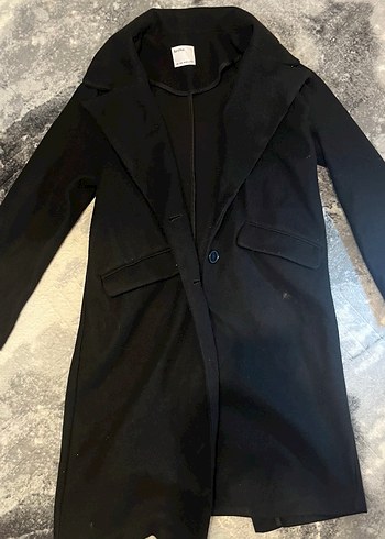 Tek Düğmeli Siyah Kaban - Görsel 2