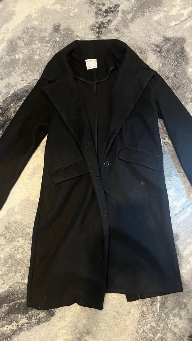 Tek Düğmeli Siyah Kaban - Görsel 2