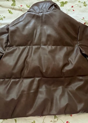 Stradivarius Kahverengi Kadın Deri Kışlık Mont - Görsel 5