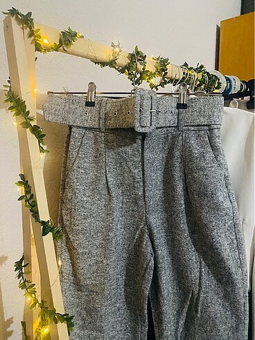 GRİ BELİ KEMERLİ PANTOLON - Görsel 2