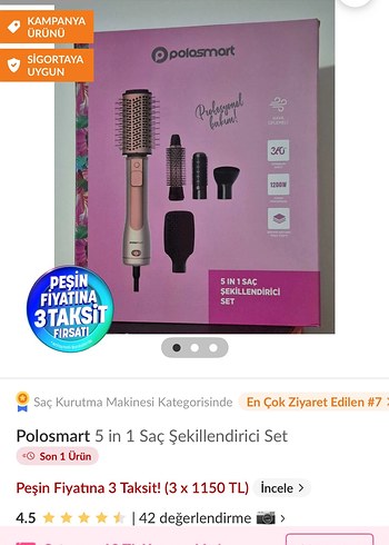Polosmart 5'in 1 Pembe Saç Şekillendirici Set