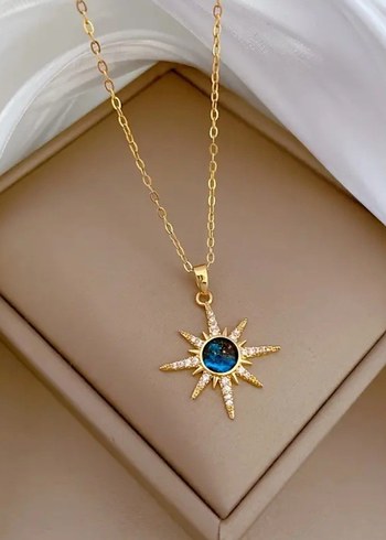 swarovski Gold Zincir Detaylı Midi Kadın Kolye