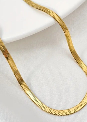 swarovski Zincir Detaylı Altın Renk Uzun Kolye