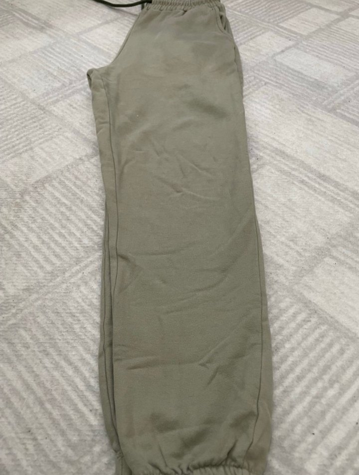 Kadın Haki Rahat Kesim Keten Eşofman Altı - Görsel 2