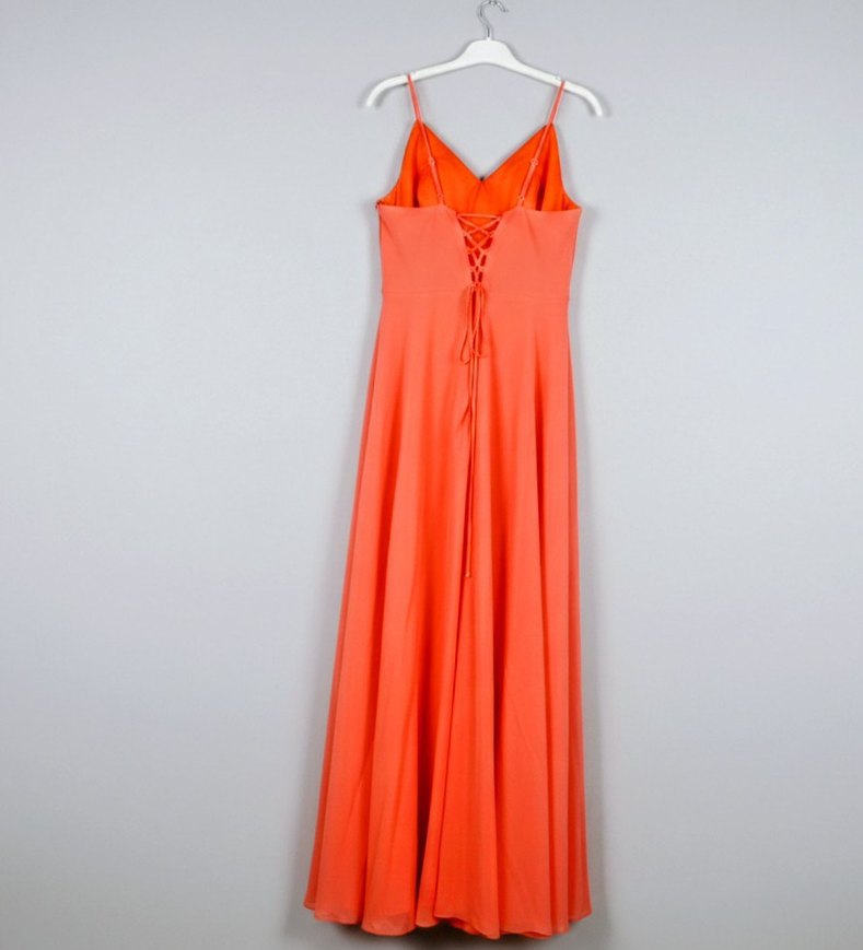 Miss Proto - 48 Beden - Mercan Rengi Sırt Dekolteli Şifon Abiye - Görsel 2