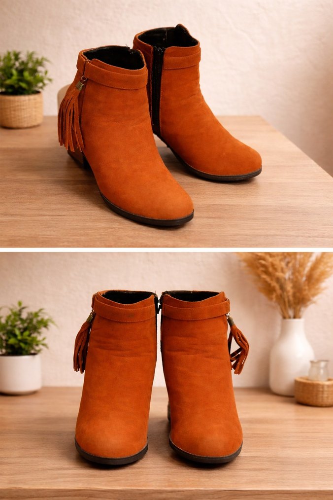 39 Numara Taba Süet Püsküllü Western Bot / Az Kullanılmış - Görsel 3