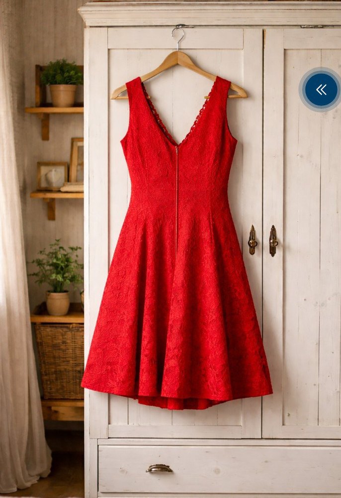 VEDAT Marka Şık Kırmızı Dantel Elbise (Büyük Beden) - Görsel 2