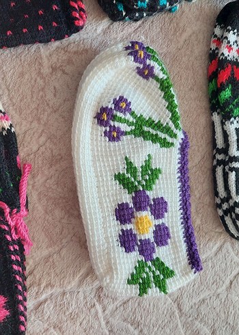 Beden çeşitli Renk El Yapımı Çiçek Desenli Örgü Patikler
