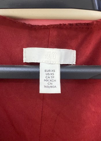 H&M Bordo V Yakalı Kolsuz Mini Elbise