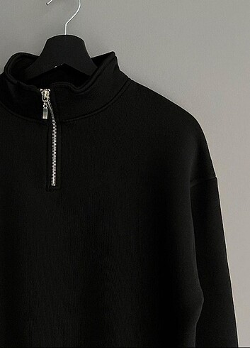 Diğer Yarım Yaka Kapüşonlu Sweatshirt Üst 3 İplik Şardonlu