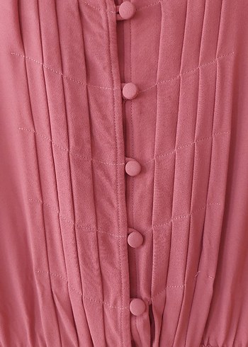 Piliseli Pembe Midi Kadın Elbise - Görsel 6