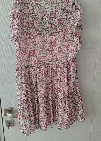 Pembe Bohem Kısa Kollu Midi Elbise - Görsel 3