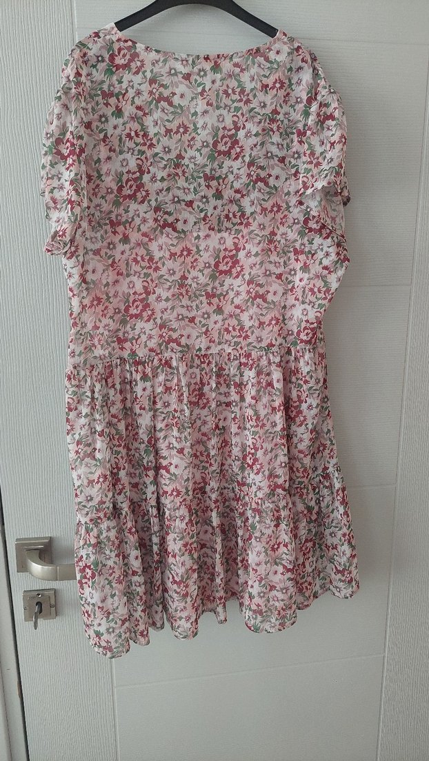 Pembe Bohem Kısa Kollu Midi Elbise - Görsel 3